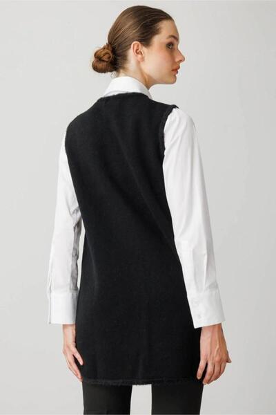 Desen 25014 Tricot Front with Flower Pattern Afrodite with Waving Bands and Snap Closure S-Necklace Long Vest