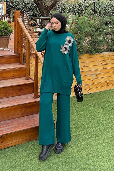 lamelif Accessory Knitwear Set Emerald Green
