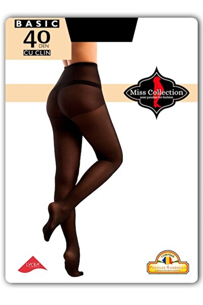 miss collection - Basic 40 den Tights with Gusset, Color Black, Size 5
