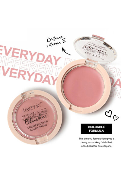 TECHNIC Cream Blusher – Flushed | Long-Lasting Cheek Color for Natural Radiant Glow | Vegan