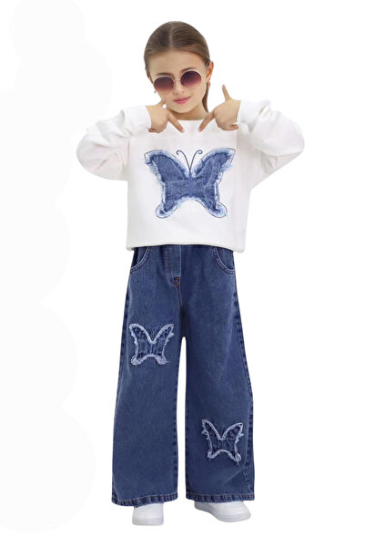 NURTOPU Girls' Set Top and Bottom Set Transitional Top Bottom Jeans Soft and Flexible Cotton Fabric Good Quality