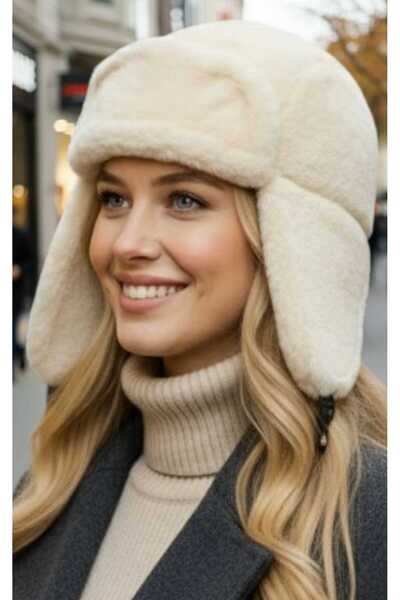 Trenderrs Căciulă de pilot Kalpak de pluș pentru femei