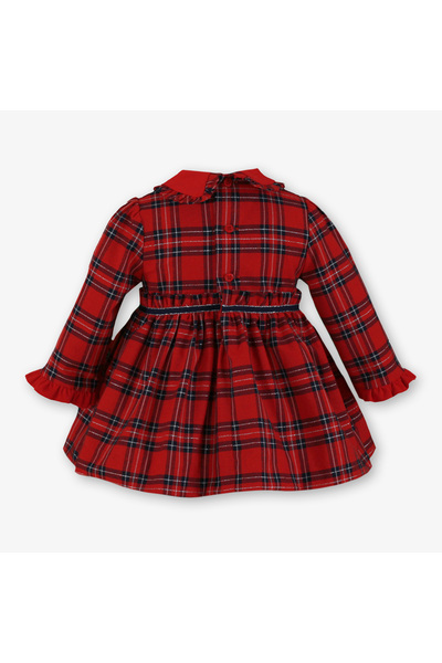 miranda Girls' red dress with blue stripes