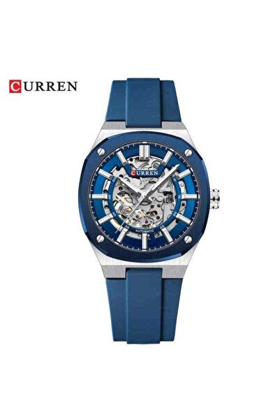 Curren 8485 Men's Simple Casual Mechanical Silicone Strap 3ATM Waterproof Watch