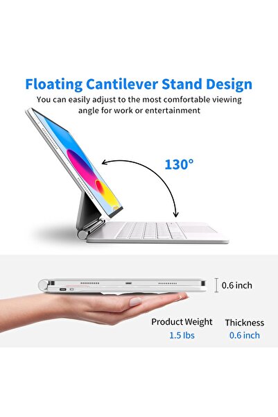 m.tk moveteck iPad Air 11 Inch Magic Compatible Keyboard Keyboard Touchpad Q Smart Lighted Keyboard Case M2/M3 Chip