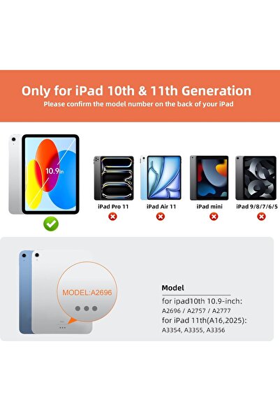 m.tk moveteck Ipad A16/10.nesil 2022/2025 Tablet Uyumlu Magic Touchpad Işıklı Klavyeli Kılıf Türkçe Q