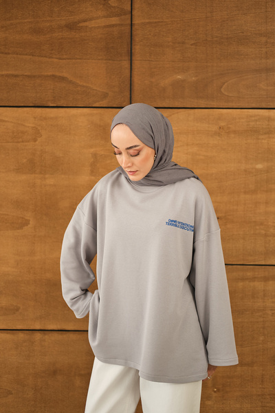 LOCCO Women's Yaz Printed Sweat Gray