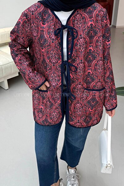 lamelif Lace-Up Quilted Coat Burgundy