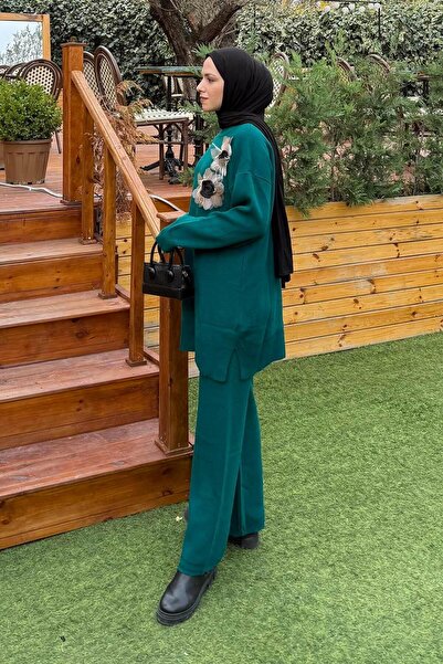 lamelif Accessory Knitwear Set Emerald Green