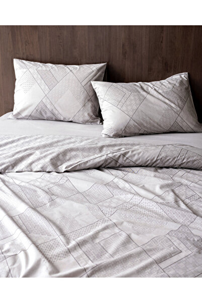 Madame Coco Aurelie Double 100% Cotton Ranforce Printed Duvet Cover Set - Gray