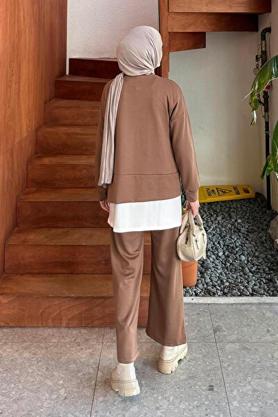 lamelif Комплект с цип и подплата, мек, цвят кафе