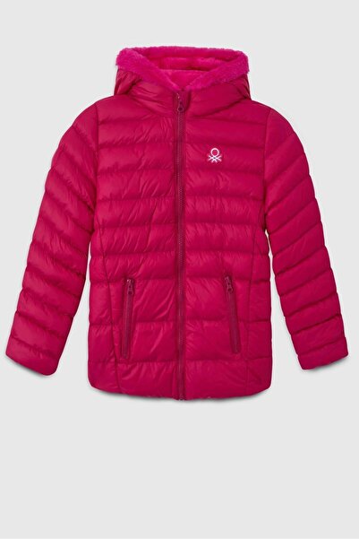 Benetton معطف بناتي من 4 إلى 14 سنة فوشيا