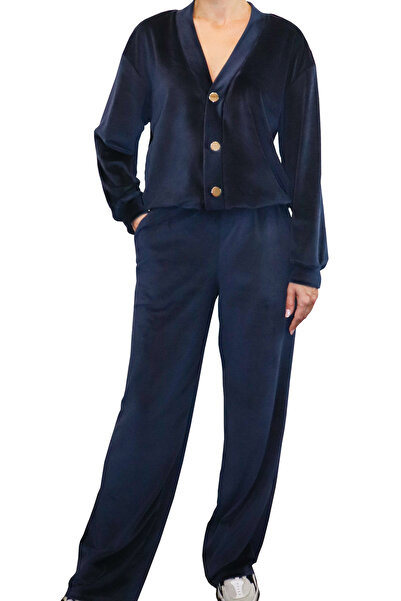 Atelier Anca Socolovschi Woman velvet tracksuit, navy blue