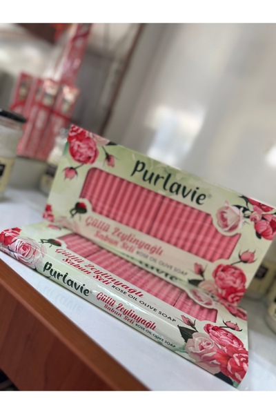 Purlavie مجموعة صابون زيت الزيتون بالورد |   4×80 جرام