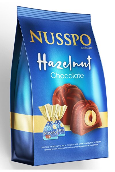 NUSSPO Tane Fındıklı Fındık Kreması Dolgulu Sütlü Çikolata 240 Gr