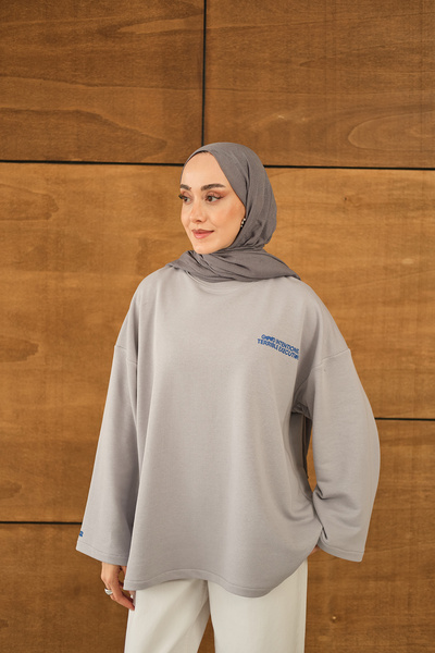 LOCCO Women's Yaz Printed Sweat Gray