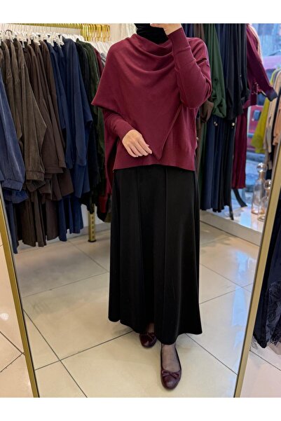 Merwishop MRW 1507 Venice Şal Detay Tunik Bordo