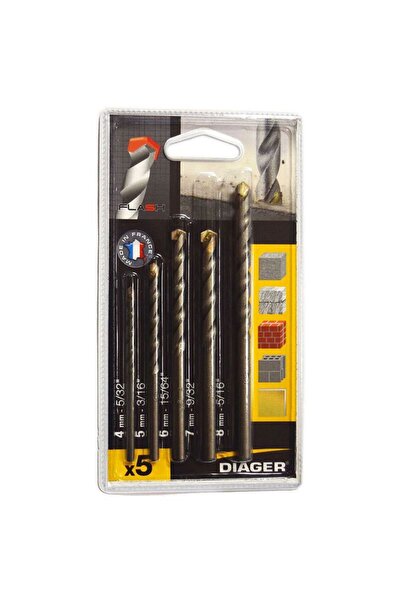 DIAGER Trusa burghie cu coada cilindrica pentru masini electrice cu acumulatori 5 piese