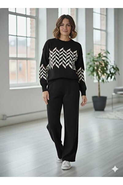 Cemre Life New Deux Zigzag Patterned Knitwear Set