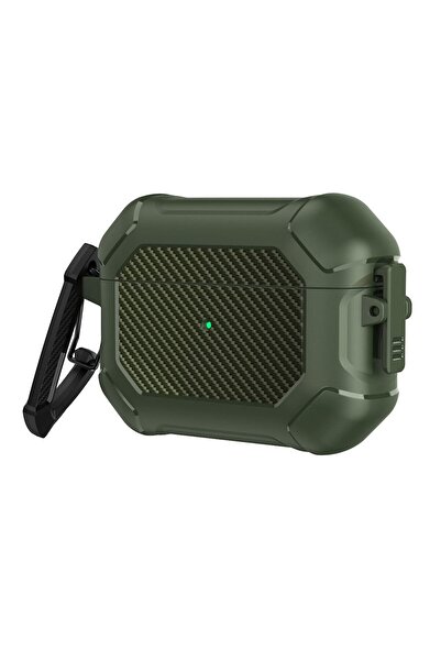 UnDePlus أبل إيربودز برو 3. حافظة متوافقة مع حافظة نيسيل كاربون ديلتيل ديفو ذات التصميم المدرع القابل للقفل