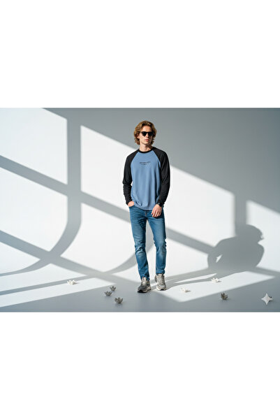 ribana Ανδρικό φούτερ με λαιμόκοψη από βαμβακερό μαλακό υφή, άνετο και χαλαρό