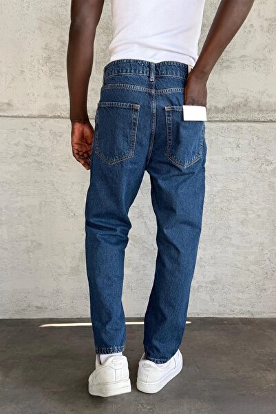 MADZEYMODA Men's Boyfriend Fit Navy Blue Denim Jean Pants Ke-971