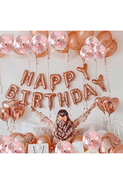 BALON DİYARI 25-Piece Birthday Set Giant Size Compatible with Air and Helium Happy Birthday Pump Included
