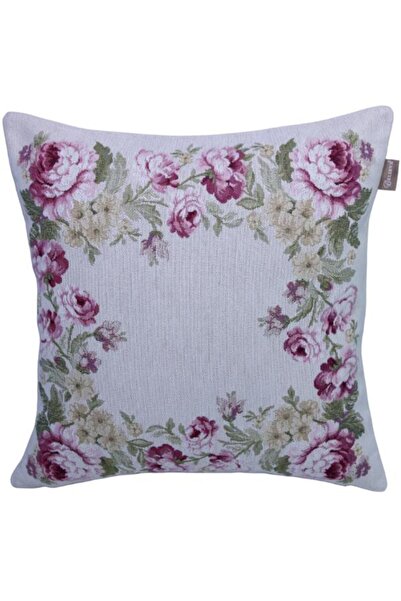 Believe غطاء وسادة زخرفي منسوج بنقش الورد والجاكار مقاس 40*40