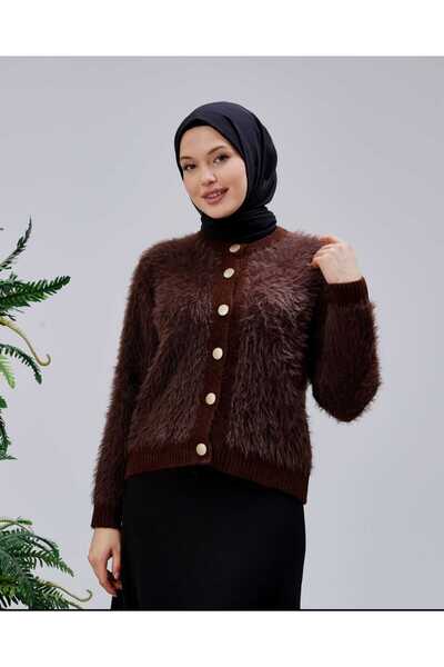 QUAWEAR Crew Neck Fringed Knitwear Short Cardigan