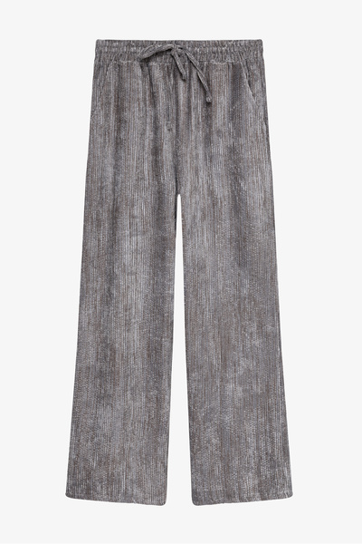 Quzu Women's Black Elastic Waist Trousers 26Kpnt01183-Grey