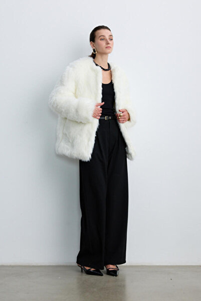 BE BLUE Ekru Faux Fur Jacket
