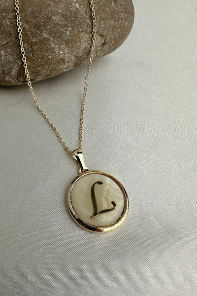 Modex Gold Yellow White Letter L Necklace (40+5cm Letter:2Cm)