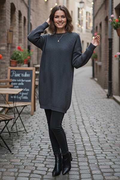 benguen Knitted Sweater with Buttoned Sleeves R4474 Anthracite