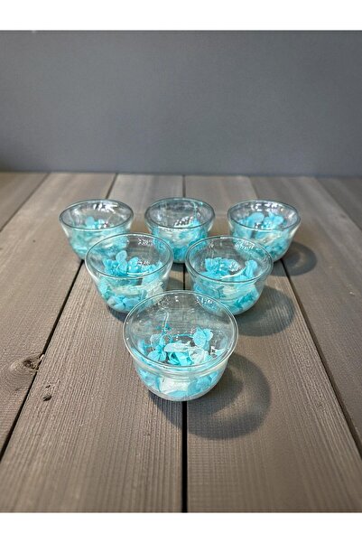 İnterlife 6-Piece Double-Walled Artificial Flower Turkish Delight Bowl, Confectionery, Coffee Side Serving, Small Glass Bowl, 7 cm