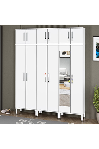 Kalender Dekor Buket-1-3-3-4-4-4 Ayaklı Aynalı Ayakkabılık Portmanto Vestiyer