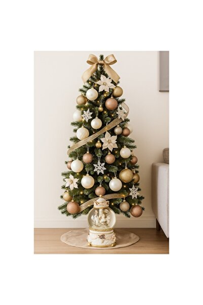 AB HOMES Snow Globe - Musical Christmas Carousel, 17 cm, Light & Rotating Figurines