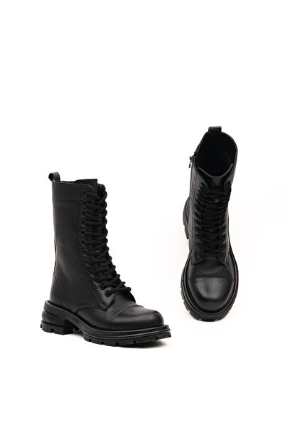 Bulls & Gulls Γυναικείες μακριές μπότες από γνήσιο δέρμα με κορδόνια μπροστά