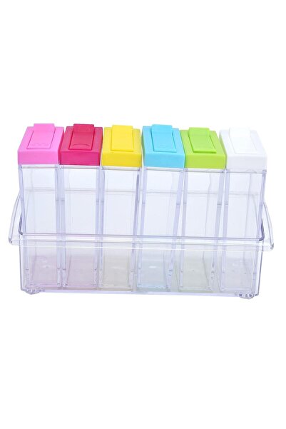 zola Organiser 6 spice containers, plastic, 17x10.2x5.5 cm, multicoloured
