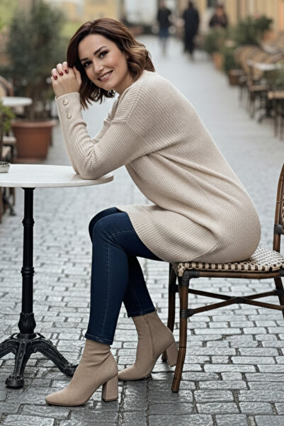 benguen Buttoned Knitwear Sweater R4474 Stone Color