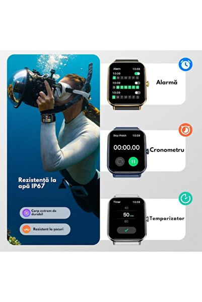 varioshop smartwatch multifunctional, touchscreen, health monitoring, 20 sport modes, silicone strap