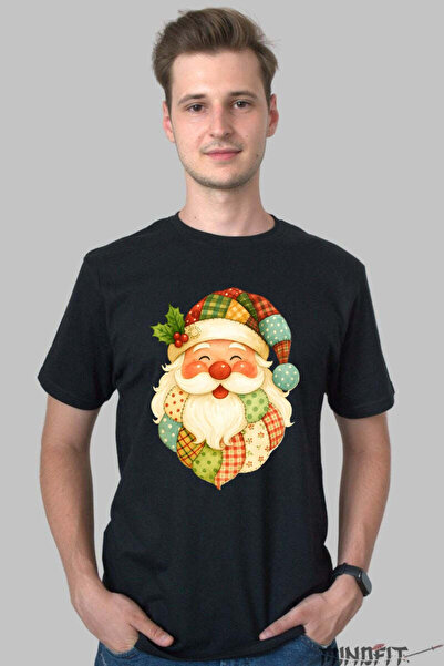 GILDAN Tricou De Craciun Mos Craciun Patchwork Barbat