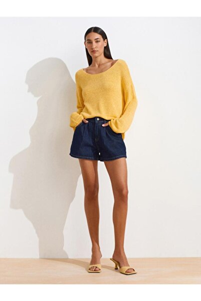 Dilvin 10706 Oval Neck Soft Textured Knitwear Sweater