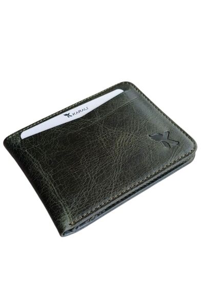Karalı Deri Genuine Leather Magnet Cover Men's Wallet Card Holder