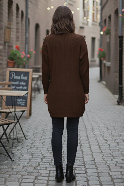 benguen Knitted Sweater with Buttoned Sleeves R4474 Brown