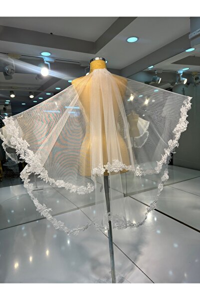 sanem moda French Lace Wedding Veil Double Layer Bridal Veil with Comb