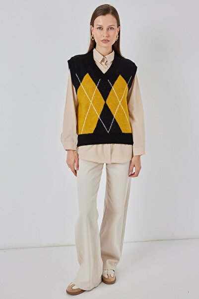 Hiccup Bdart Diamond Pattern Knitwear Sweater