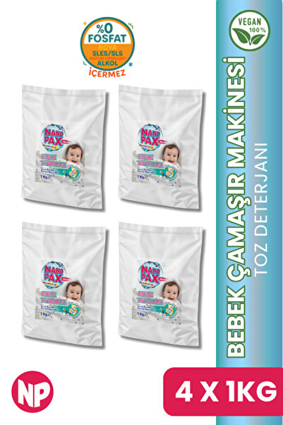 NanoPax BEBEK ÇAMAŞIR MAKİNESİ TOZ DETERJANI 4 x 1 KG