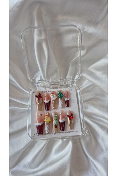 Takma Takma XS Beden 10'lu Yeni Yıl Tekrar Kullanılabilir Protez Takma Tırnak