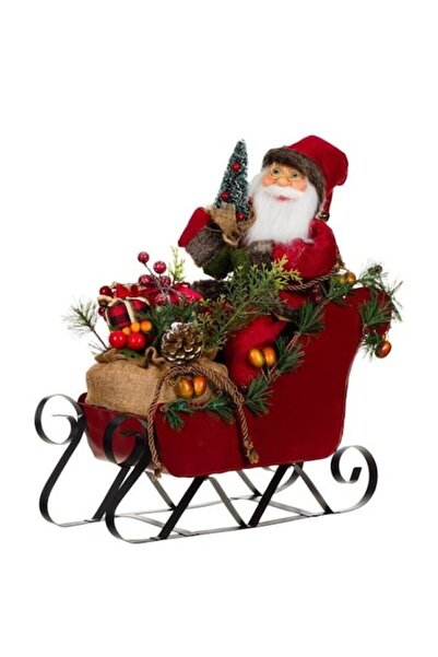 AB HOMES Decorative Santa Claus Figurine in Sleigh, 40 cm, set with gifts and tree, multicolor