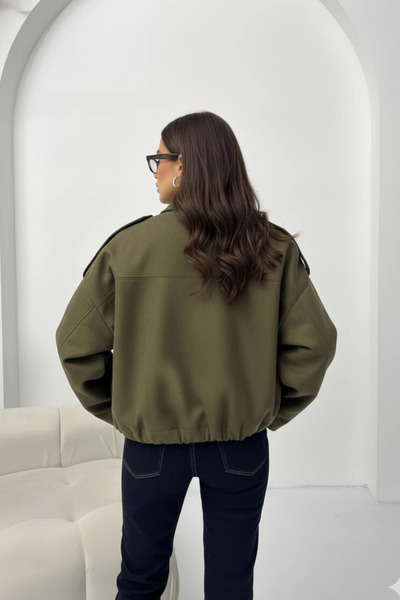 cemo Basic Crop Shirt Jacket (Shacket) Camel Basic, Crop, Shirt